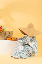 Load image into Gallery viewer, RESORT WEAR - Tie Up Neckline - Teal Flowers