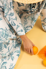 Load image into Gallery viewer, RESORT WEAR - Tie Up Neckline - Teal Flowers