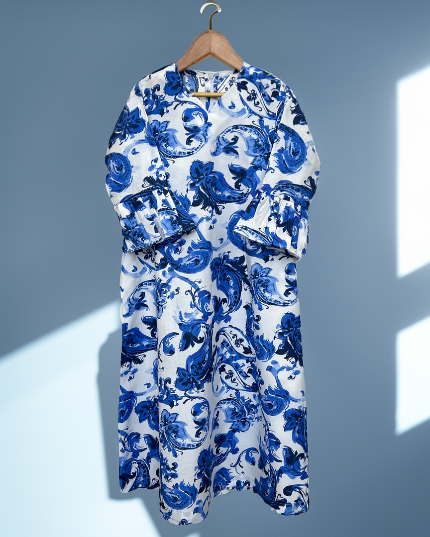 KIDS Flounce Sleeves Jalabiya M008 - Blue