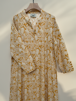 Load image into Gallery viewer, Cotton Slub Yellow Tropical Jalabiya