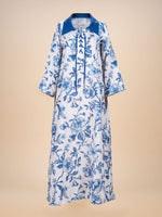 Load image into Gallery viewer, RESORT WEAR - Tie Up Neckline - Blue Flowers