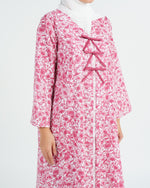 Load image into Gallery viewer, Cambric Cotton - Triple Ribbons jalabiya +Shailah - Ruby Red Flowers