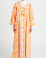 Load image into Gallery viewer, Cambric Cotton - Triple Ribbons jalabiya +Shailah - Orange Flowers