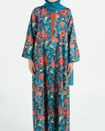 Load image into Gallery viewer, Indian Cotton Pleated Front Panels - Teal and Coral Floral
