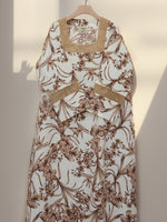 Load image into Gallery viewer, Pin-Tuck Mesh Sleeves Jalabiya - Brown and Beige Flowers