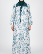 Load image into Gallery viewer, RESORT WEAR - Tie Up Neckline - Teal Flowers