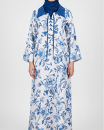 Load image into Gallery viewer, RESORT WEAR - Tie Up Neckline - Blue Flowers