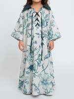 Load image into Gallery viewer, KIDS - RESORT WEAR - Tie Up Neckline - Teal Flowers