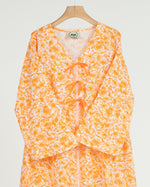 Load image into Gallery viewer, Cambric Cotton - Triple Ribbons jalabiya +Shailah - Orange Flowers