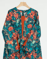 Load image into Gallery viewer, Indian Cotton Pleated Front Panels +Shailah - Teal and Coral Floral