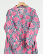 Load image into Gallery viewer, Turkish Cotton Tie-Up neckline Jalabiya +Shailah - Pink Roses Garden