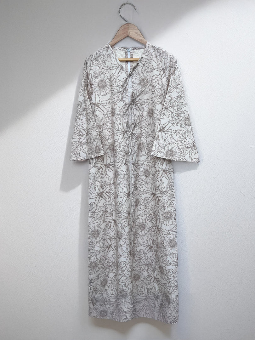 KIDS Triple Ribbons jalabiya - Beige Flowers