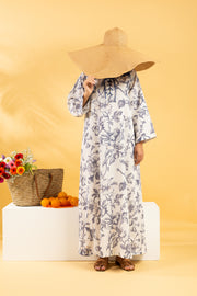 RESORT WEAR - Tie Up Neckline - Light Blue Flowers