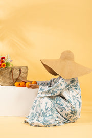 RESORT WEAR - Tie Up Neckline - Teal Flowers