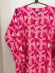 BEDAZZLED COLLECTION - Pleated V-neck Jalabiya - Abstract Ribbon