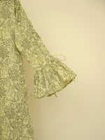 Load image into Gallery viewer, Classic Waist Ribbons Jalabiya - Pastel Yellow and Grey Flowers
