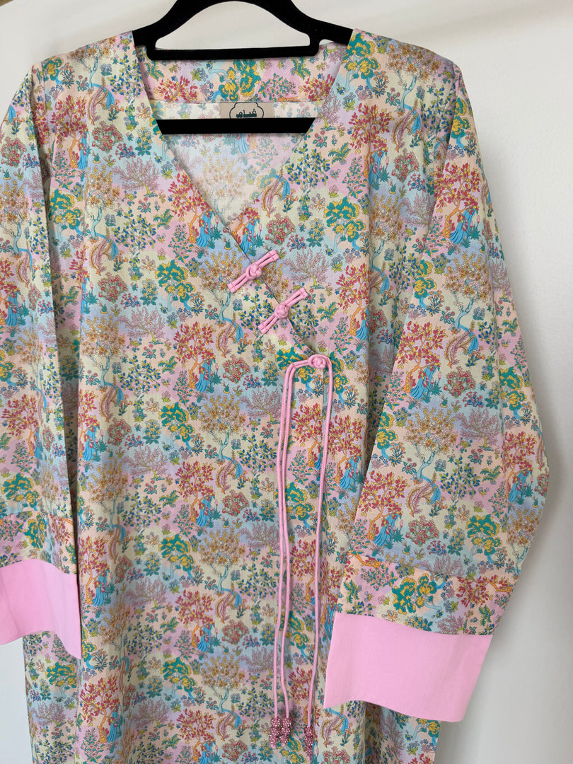 BEDAZZLED COLLECTION - Chinese Buttons Jalabiya - Pastel Garden