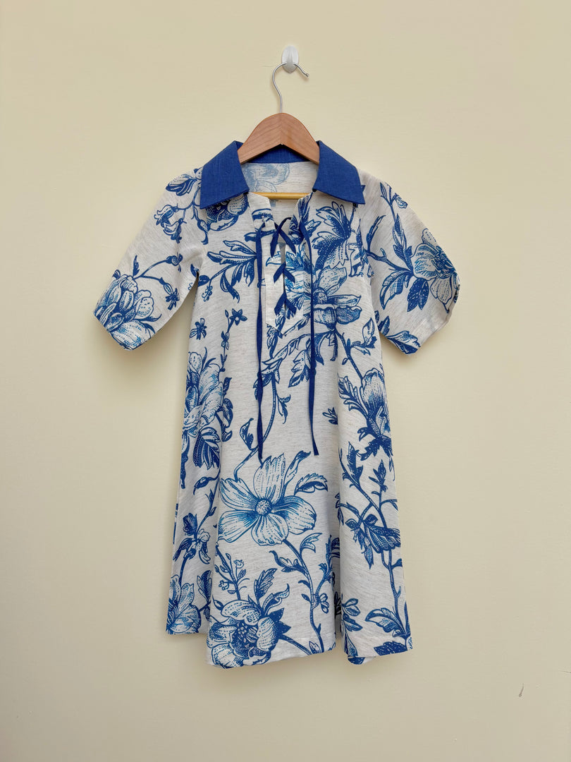 KIDS - RESORT WEAR - Tie Up Neckline - Blue Flowers