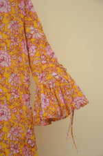 Load image into Gallery viewer, Classic Waist Ribbons Jalabiya - Orange and Pink Flowers
