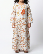 KIDS EMBROIDERY COLLECTION - White Star & Shell Charm Jalabiya