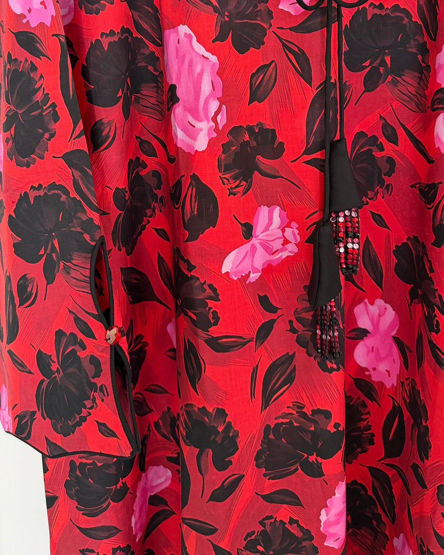 BEDAZZLED COLLECTION - Waves Jalabiya - Red Floral