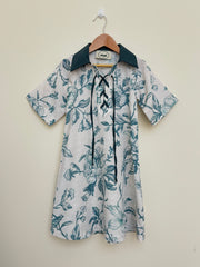 KIDS - RESORT WEAR - Tie Up Neckline - Teal Flowers