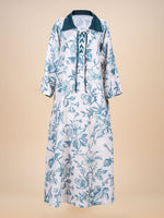 Load image into Gallery viewer, RESORT WEAR - Tie Up Neckline - Teal Flowers
