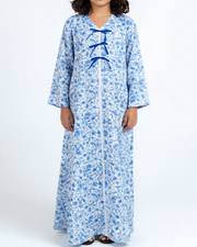 KIDS Triple Ribbons  jalabiya - Blue Flowers