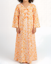 KIDS Triple Ribbons  jalabiya - Orange Flowers