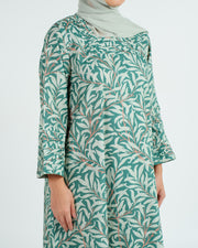Indian Cotton Small Twisted Pleats - Green Leaves