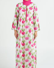 Indian Cotton Decorative Buttons - Fuchsia Poppy Print