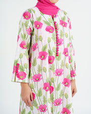 Indian Cotton Decorative Buttons - Fuchsia Poppy Print