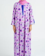 Indian Cotton Pleated Front Panels - Violet Poppies