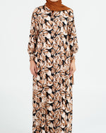 Load image into Gallery viewer, Rayon Black and Beige Flowers
