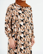 Load image into Gallery viewer, Rayon Black and Beige Flowers
