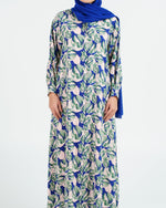 Load image into Gallery viewer, Rayon Green and Blue Flowers
