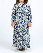 KIDS Rayon Green and Blue Flowers