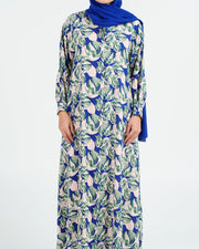 Rayon Green and Blue Flowers