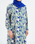 Load image into Gallery viewer, Rayon Green and Blue Flowers
