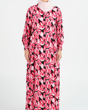 Rayon Black and Red Flowers