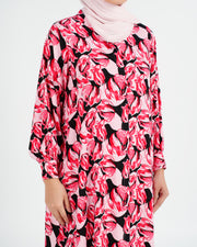 Rayon Black and Red Flowers