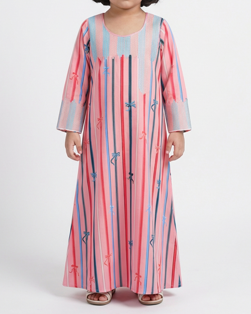 KIDS ZARI COLLECTION - Stripped Ribbon Jalabiya