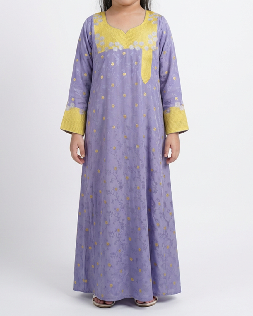 KIDS ZARI COLLECTION - Floral Grey Jalabiya