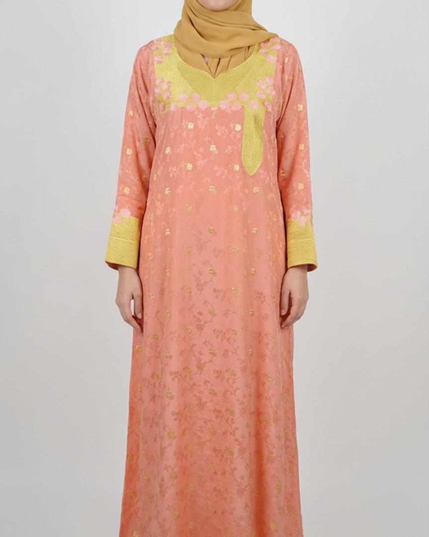 ZARI COLLECTION - Floral Peach Jalabiya