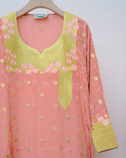 ZARI COLLECTION - Floral Peach Jalabiya