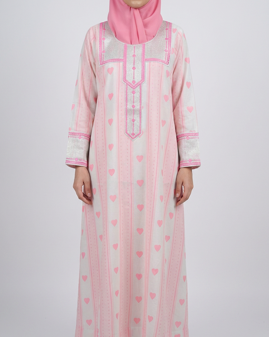 ZARI COLLECTION - Blush Heart Stripe Jalabiya