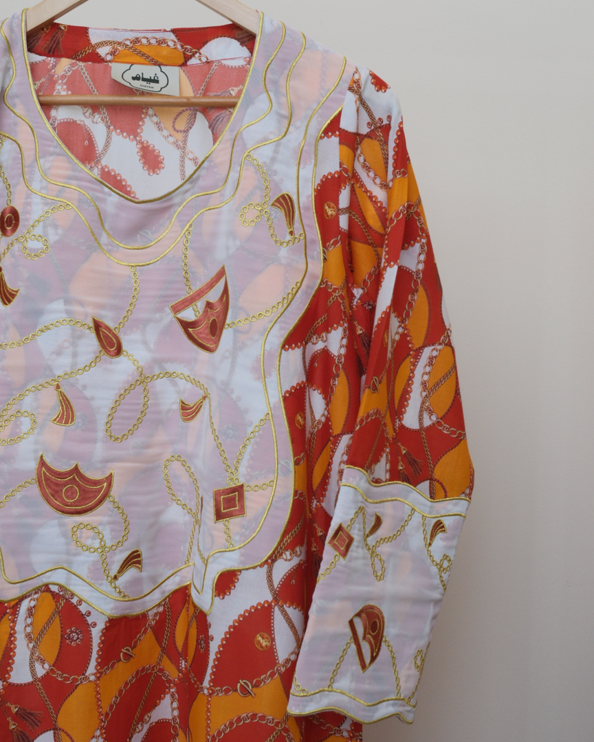 Embroidery Jalabiya - Red Chains