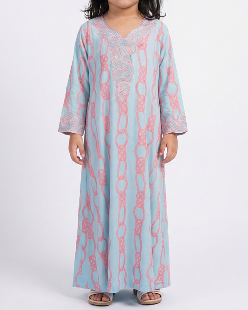 KIDS EMBROIDERY COLLECTION - Baby Blue and Pink Chains