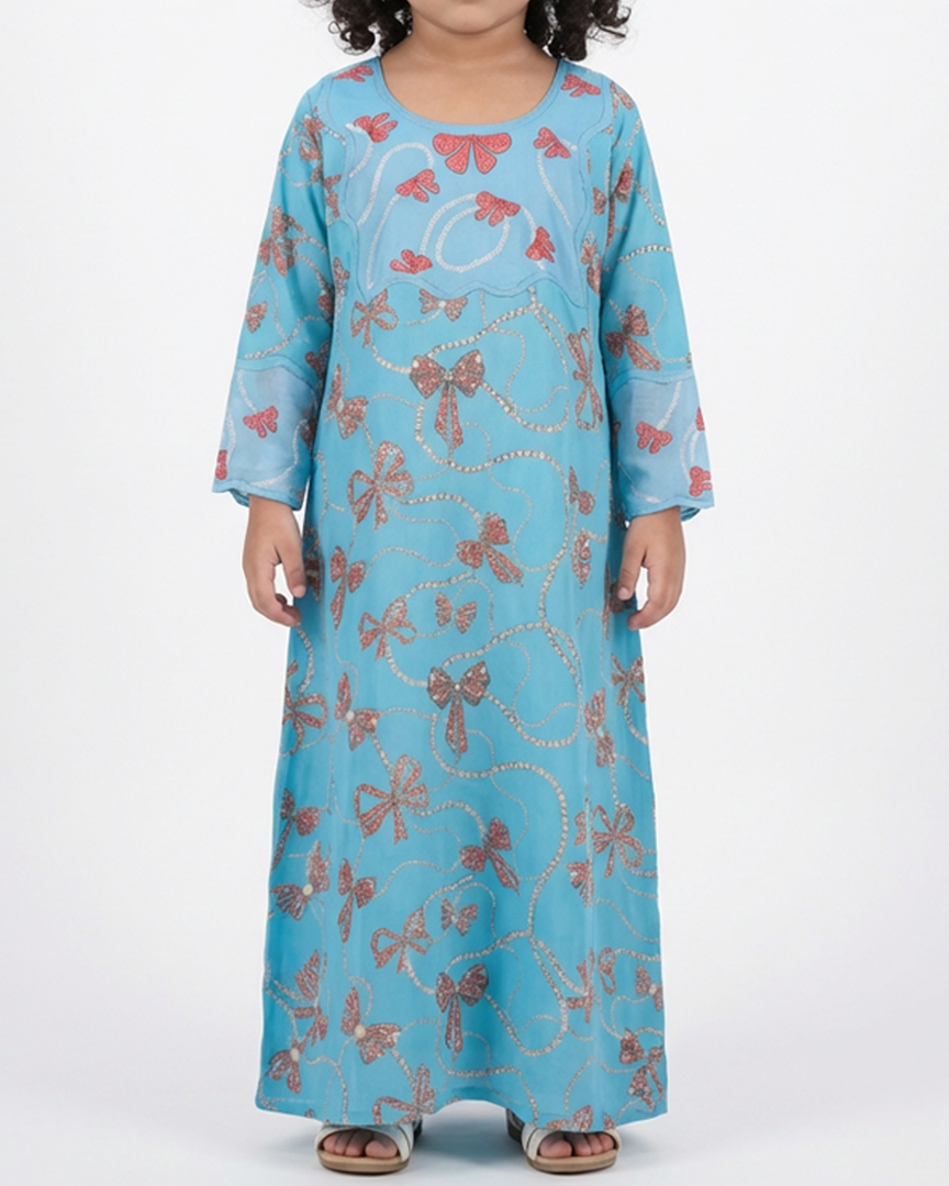 KIDS EMBROIDERY COLLECTION - Blue and Red Bow Chains