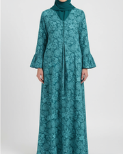 Classic Ribbons Jalabiya M005 - Green Flowers